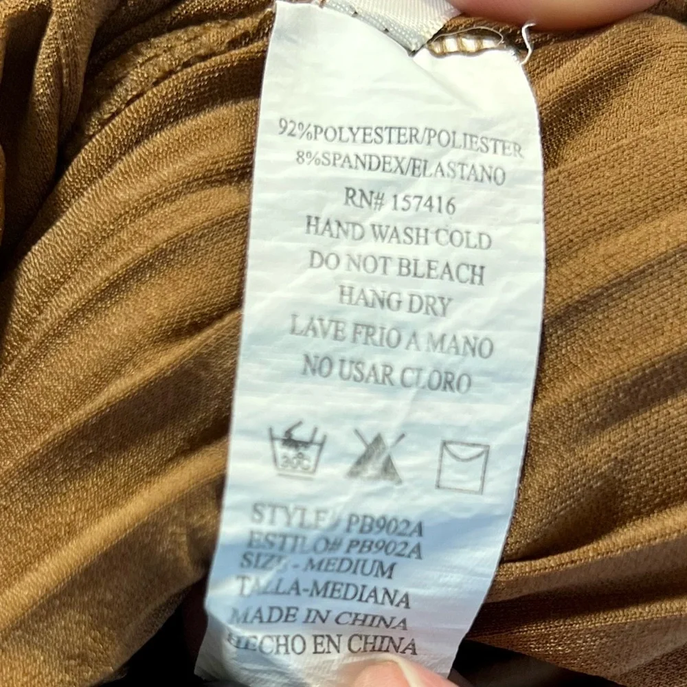 Brown Pleated Wide-Leg Pants - Picture 3 of 3